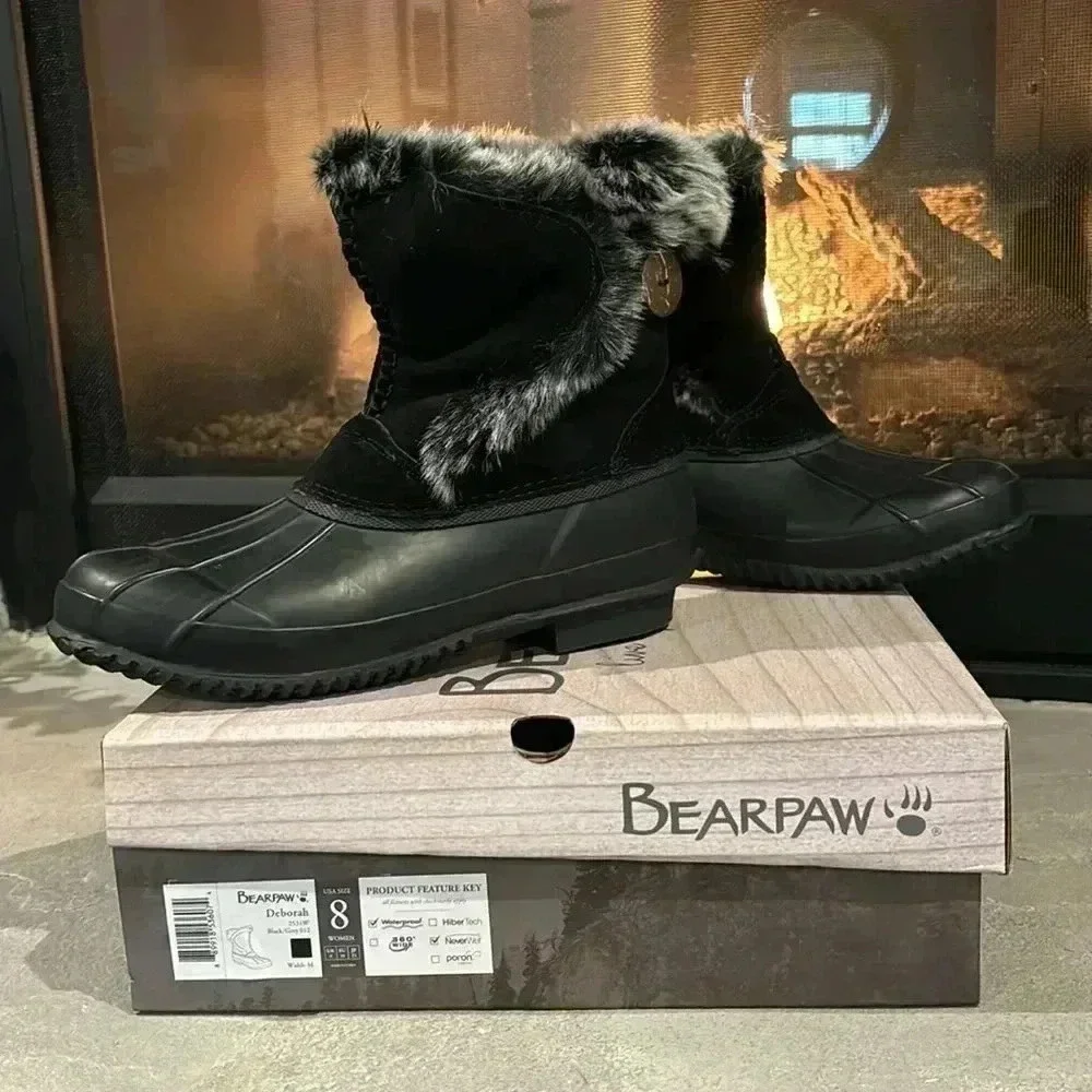 BEARPAW Deborah Waterproof Snowboots, Cow suede, faux fur & wool blend lining-8